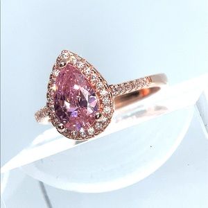 Princess teardrop ring statement ring pear shaped crystal ring Jewelry rose gold